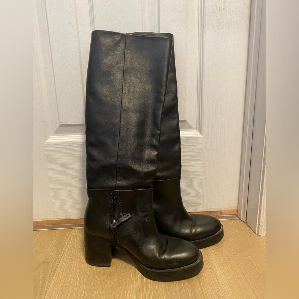 Real Leather Zara Black Tall Boots